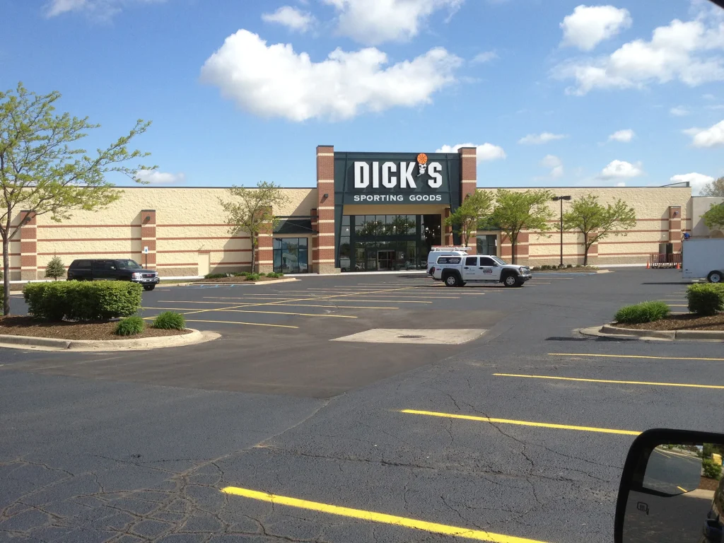 Dick's Sporting Goods store with a banded masonry facade